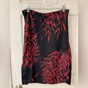 Lucy Love Black and Red Bamboo Leaf Skirt Coverup